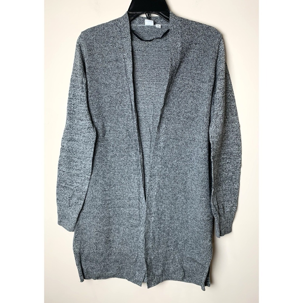 Gap‎ Cardigan Sweater Womens Small Black/Gray Long Open 100% Cotton